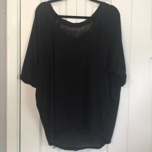 Free People Black Womens Size L Scoop-Neck Top